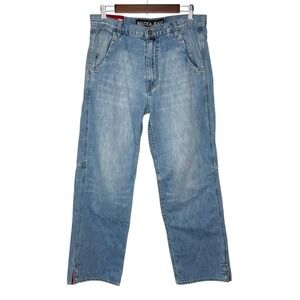 90s Y2k Vintage Nautica Baggy Jeans 32x32 Snap Button Skater Worn‎ Wide Leg